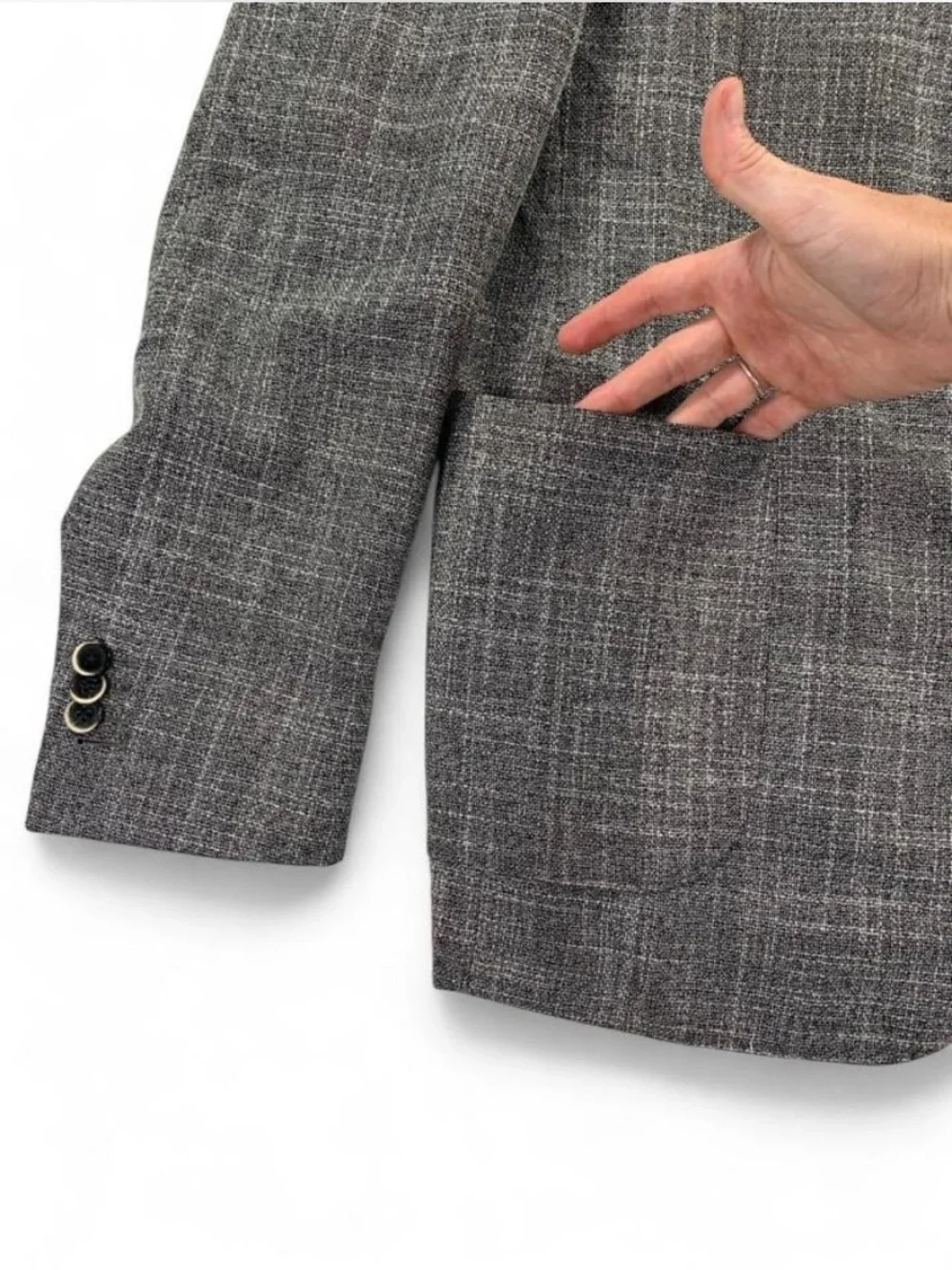 Samuelsohn Unstructured Textured Wool Silk Blend Sport Coat 43R